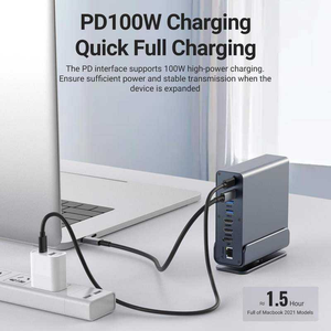 Docking Station USB-C 4K HD Verticale Hub Triplo Monitor 15 in 1 RJ45 1000M USB 3.0/2.0 PD 3.0 SD/TF Audio 3.5 per Laptop PC in Metallo - Product Image 2