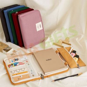 Bolsa de libro personalizada diario <span class=keywords><strong>agenda</strong></span> cuaderno tela lona algodón cubierta con cremallera con bolsillo A5A6B5B6 - Product Image 3