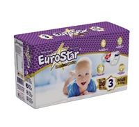 Pañales Desechables EUROSTAR de Algodón Impreso para Bebé, Tipo Pantalón, con Protección Antifugas, Superficie Seca, SAP Importado de 2 Capas, OEM Turco