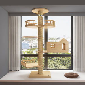 Structure d'escalade pour chat en bois massif moderne et écologique avec hauteur personnalisable, 4 niveaux et <span class=keywords><strong>tour</strong></span> pour chat - Product Image 1
