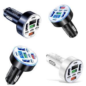 Adaptateur de chargeur de voiture USB C avec affichage de la tension, 8 <span class=keywords><strong>en</strong></span> 1, charge super rapide avec voltmètre pour iPhone, <span class=keywords><strong>iPad</strong></span>, Samsung, nouveau produit - Product Image 1