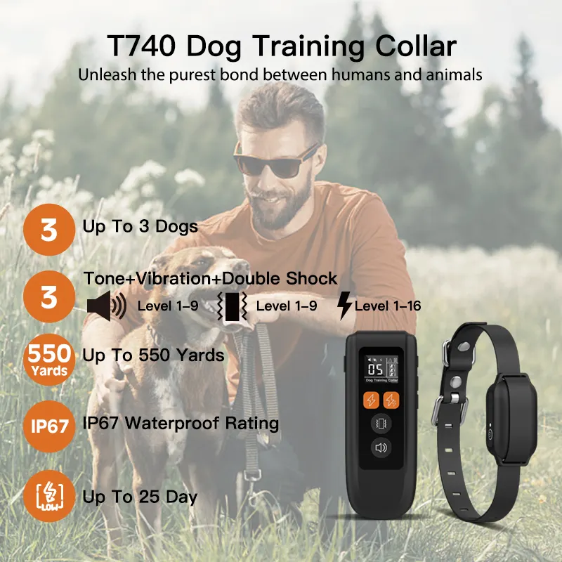 650mAh wiederauf lad bares Training 3 Hunde Shock Boost Elektrisches Trainings halsband mit 1640FT Fernbedienung halsband