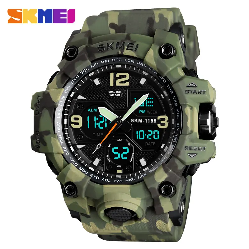 SKMEI 1155b Hot Selling Outdoor Shockproof Watches Men Wrist Waterproof Army Green Digital Reloj Sport Watch