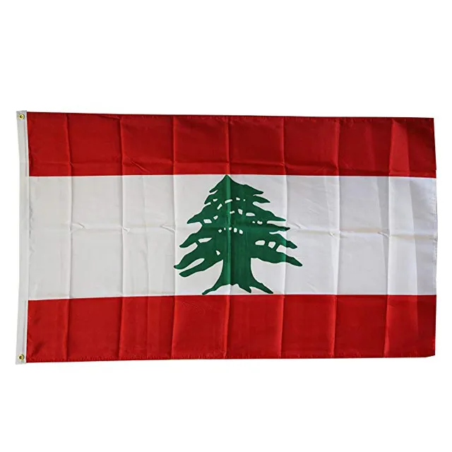 कस्टम 90*150cm 120*180cm लेबनान देश के झंडे पॉलिएस्टर कपड़े राष्ट्रीय लेबनान का ध्वज