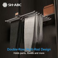 Porte-pantalon double rangée à fixation supérieure SH-ABC SHZ00011D COFFE BROWN et ORANGE BROWN pour armoire, accessoires de placard
