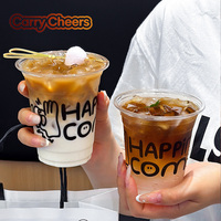 Gobelets en plastique PET transparent jetables personnalisés avec logo, imprimés sur mesure, 14 oz (400 ml) et 16 oz (500 ml), pour café froid glacé