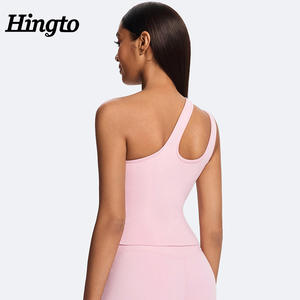 पुनर्नवीनीकरण स्पोर्ट्स बनिट जिम कसरत योग सक्रियवियर एथलेटिक टॉप थोक एक कंधे से महिला फिटनेस के लिए खेल ब्रा - Product Image 5