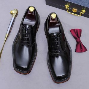 Zapatos Formales de Cuero Genuino para Hombre, con Punta Cuadrada, Clásicos para Bodas y Fiestas, Ligeros, Transpirables y Antideslizantes - Product Image 3