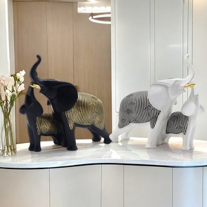 Ornement sculpté en résine époxy créatif pour la maison, mère et enfant éléphant, salon, entrée, meuble TV, artisanat, art populaire, moderne - Product Image 1