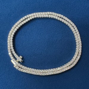 Exportador indio Moissanite 925 Plata de ley 3MM Estilo de lujo Diamante Totalmente helado Cadena de tenis para hombres y mujeres para la venta - Product Image 1