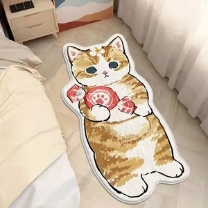 Venta al por mayor de dibujos animados personalizados lindo gato encantador alfombra de baño antideslizante Cachemira gruesa obtener alfombra de baño desnuda para baño dormitorio cama Decoración - Product Image 6
