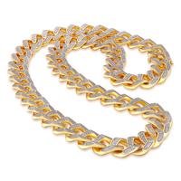 JASEN de 20 MM de ancho Zirconia helado CZ 14K o 18K oro cubano de enlace de cadena de plata de los hombres collar de