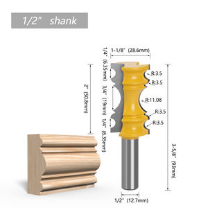 LAVIE 1pc 12mm 1/2 "Shank Large Elaborrate Chair Rail Molding <span class=keywords><strong>Crown</strong></span> Router Bit Set Line Fraise pour le travail du bois MC3101 - Product Image 4