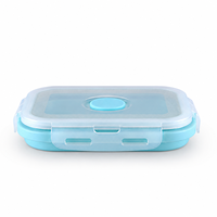Boîte à lunch carrée moyenne pliable en silicone, compatible micro-ondes, avec couvercle verrouillable, pour la préparation des repas et les voyages (vente en gros)