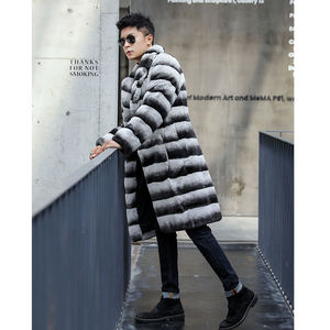 Мужское пальто из натурального меха кролика Рекс, длинное пальто-Тренч с отложным воротником, мужские костюмные Куртки Оверсайз из натурального меха - Product Image 4