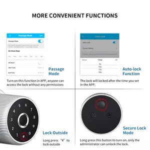 Ttlockアプリ電子デジタルカード生体認証指紋スマート亜鉛ノブハンドルドアロック - Product Image 5
