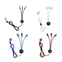 Set Hadiah Kabel Data Promosi Logo Kustom 1.2m Nylon Braided 3 2 Dual Input USB Type C Tembaga Murni LED Pengisian Daya Tahan Lama dan Handal