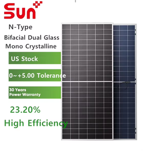 Quality Ready Ship Full Black Bifacial PV <b>Panels</b> OEM 580W 23.4% Efficiency Anodized Aluminum Frame Tempered Glass Front - Product Image 1