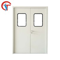 Porte d'entrée d'usine antivol en acier peint pour salle blanche avec fenêtre à double vitrage et ferme-porte