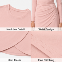 Robe de golf pour femme, rose poudré, à manches longues, avec short intégré, extensible, OEM ODM, marque privée, vente en gros