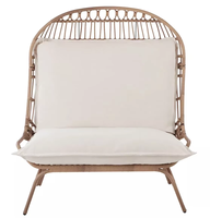 Fauteuil œuf moderne en fer et rotin tressé pour extérieur, extra large avec support – Idéal pour jardin, véranda, piscine, intérieur et extérieur