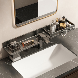 Bathroom Shelf Wall Mounted Rectangular Durable Sink Storage Rack For Washbasin Toilet Faucet - Product Image 1