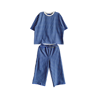 Ensemble pour enfants en coton rayé, t-shirt à manches courtes, pantalon large, tenue décontractée confortable pour bébé