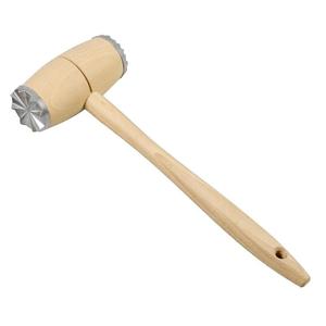 Maillet en bois pour attendrir la viande avec extrémités en acier inoxydable pour usage en cuisine - Product Image 1
