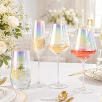 Verres à pinte irisés en verre sodocalcique pour mariage, fête, ensemble de verrerie de bar nacrée arc-en-ciel, fabrication artisanale de luxe