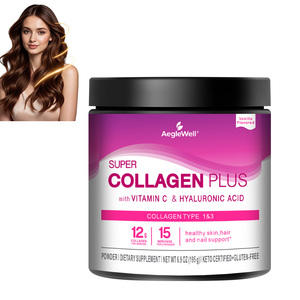 AegleWell Super Collagen Plus en Polvo Tipo 1 y 3 con Vitamina C, Ácido Hialurónico, Sabor Vainilla, Apoyo <span class=keywords><strong>Keto</strong></span>, para Piel, Cabello y Uñas, 195g - Product Image 1