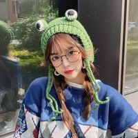Hshsclth Bonnet en tricot jacquard à motif monstre amusant, avec bouton, chapeau de costume de dessin animé original, 100% acrylique, pour fêtes, enfants et adultes, tour de tête 48-50cm