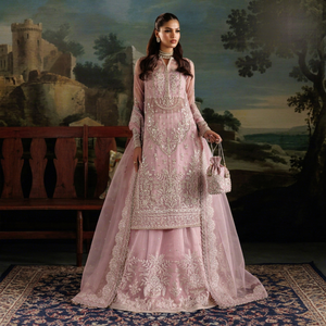 Salwar Kameez rose pour femme, longueur ras du sol, brodé, tenue de mariage traditionnelle, style Inde Pakistan, coupe élégante et régulière, séchage rapide - Product Image 1