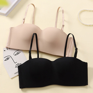 Top sin tirantes <span class=keywords><strong>con</strong></span> correa de hombro desmontable, antideslizante, <span class=keywords><strong>con</strong></span> efecto push-up, sin costuras, invisible, sexy, sin <span class=keywords><strong>aros</strong></span>. - Product Image 1