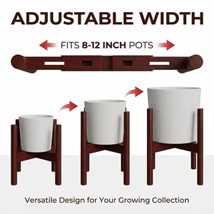 Soporte Ajustable para Macetas de Madera Sólida, para Macetas de 8-12 Pulgadas, Moderno y Minimalista, Exhibidor para Sala de Estar - Product Image 2
