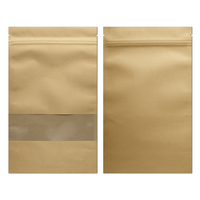 Sacs en papier Kraft brun 1kg 500g à fond plat avec fenêtre compostable de qualité alimentaire épices café Ziplock Stand up Pouch