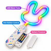 Individueller LED-Neon-Leuchtstab mit Kaninchen-, Stern-, Herz- und Bogenformen, Mehrfarbige Lichtmodi, Batteriebetrieben, Party-Leuchtstab