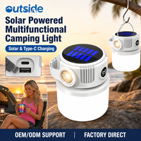 Lampe de camping portable à LED solaire rechargeable par USB, blanc chaud, en ABS, avec télécommande, lampe torche pour usage d'urgence - Vente flash