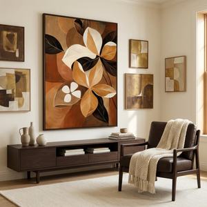 Pintura Abstracta de Pétalos Suaves en Tonos Neutros, Pintura al Óleo Pintada a Mano sobre Lienzo Texturizado, Obra de Arte Comercial Grande, Arte Decorativo - Product Image 1