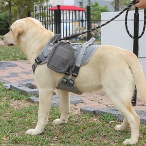 Imbracatura tattica regolabile in tessuto Oxford maglia traspirante con borsa per cani di grossa taglia escursionismo di salvataggio - Product Image 2