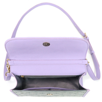 Sac à main élégant pour femme en cuir PU gaufré avec rabat et poignée style bambou pour usage quotidien