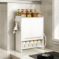 Étagère à épices de cuisine en métal anti-poussière avec porte, résistante à l'huile et à l'eau, meuble de rangement de comptoir - Design moderne robuste