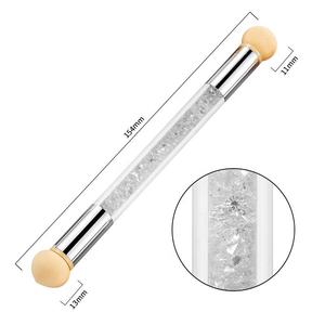 Outil de Nail Art à Double Embout avec Poignée <span class=keywords><strong>en</strong></span> Cristal Couleur Ombrée, Tête <span class=keywords><strong>en</strong></span> <span class=keywords><strong>Silicone</strong></span> et Éponge pour Effet Blooming - Product Image 3