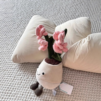 Plante en pot d'orchidée style JC version britannique haut de gamme, avec base lestée, fleur rose douce en peluche, pot souriant, cadeau décoratif avec étiquettes