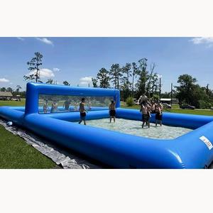Cancha de Voleibol Inflable Gigante Azul para <span class=keywords><strong>Playa</strong></span>, Campo de Deportes Acuáticos, Canchas Inflables para Piscina con Piscina para Jugar en el Agua - Product Image 1