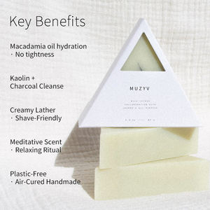 Barre <span class=keywords><strong>de</strong></span> savon triangulaire multi-usage pour le corps, sans plastique, huile <span class=keywords><strong>de</strong></span> macadamia + charbon <span class=keywords><strong>de</strong></span> <span class=keywords><strong>kaolin</strong></span>, parfum méditatif. - Product Image 2