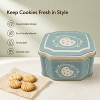 Boîte cadeau en fer blanc festonnée avec couvercle ajusté pour biscuits et bonbons, impression personnalisée, OEM, ODM, vente en gros, emballage en vrac