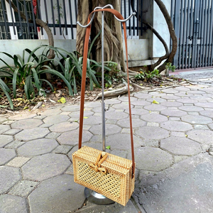 Custom Logo Cute Natural Women's Straw <b>Beach</b> Tote Handbag Durable Small Woven Rattan Crossbody <b>Bag</b> Nylon for Summer Vacation - Product Image 1