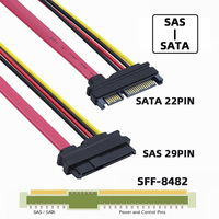 SFF-8482 SAS 29pin a SATA 22pin Hard Disk Drive Raid cavo di prolunga 30CM SAS a SATA cavo