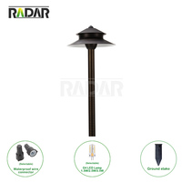 Éclairage paysager en laiton noir RAL-8904, assorti à un poteau de 15 pouces, double chapeau, éclairage de chemin, spot, terrasse, lumières champignons