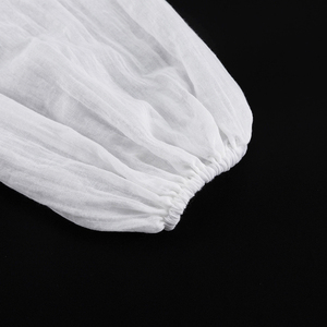 Camicetta da <span class=keywords><strong>donna</strong></span> casual in <span class=keywords><strong>cotone</strong></span> bianco trasparente con colletto alla coreana e bottoni, a maniche lunghe, collezione Estate 2026 - Product Image 6